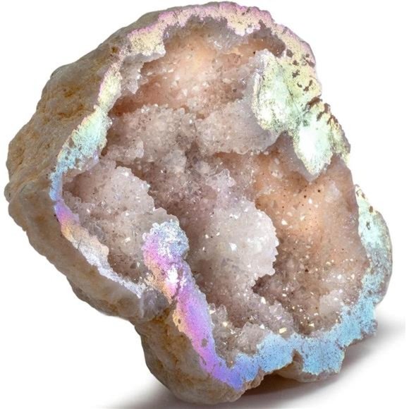 Angel Aura Quartz Geode-Titanium Bonded High Energy Crystal Cuarzo Cluster/Druzy - Picture 1 of 6